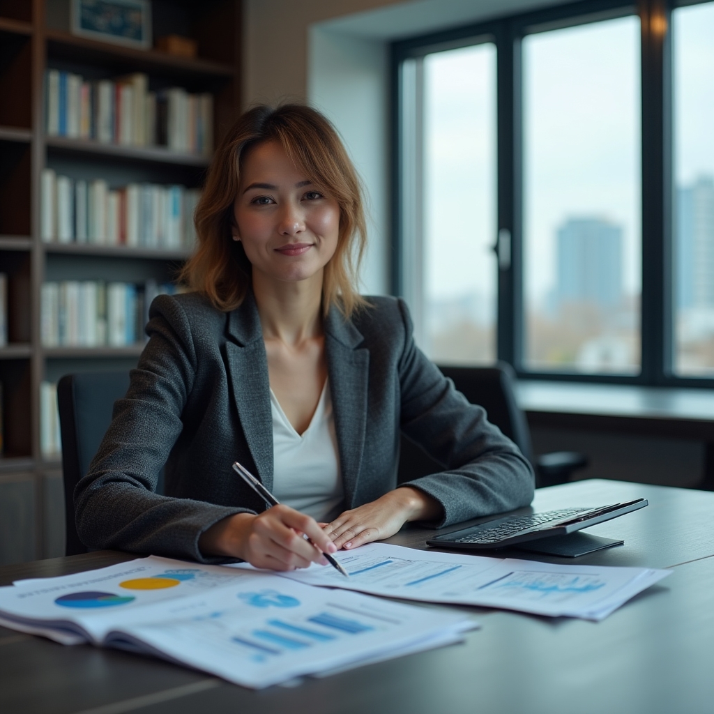 Директор компании среднего бизнеса за рабочим столом